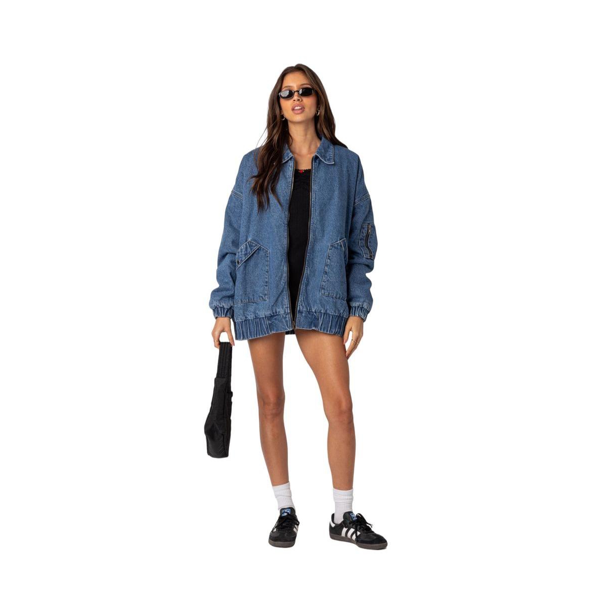 Women's Sophie oversized washed denim coat - Blue-washed