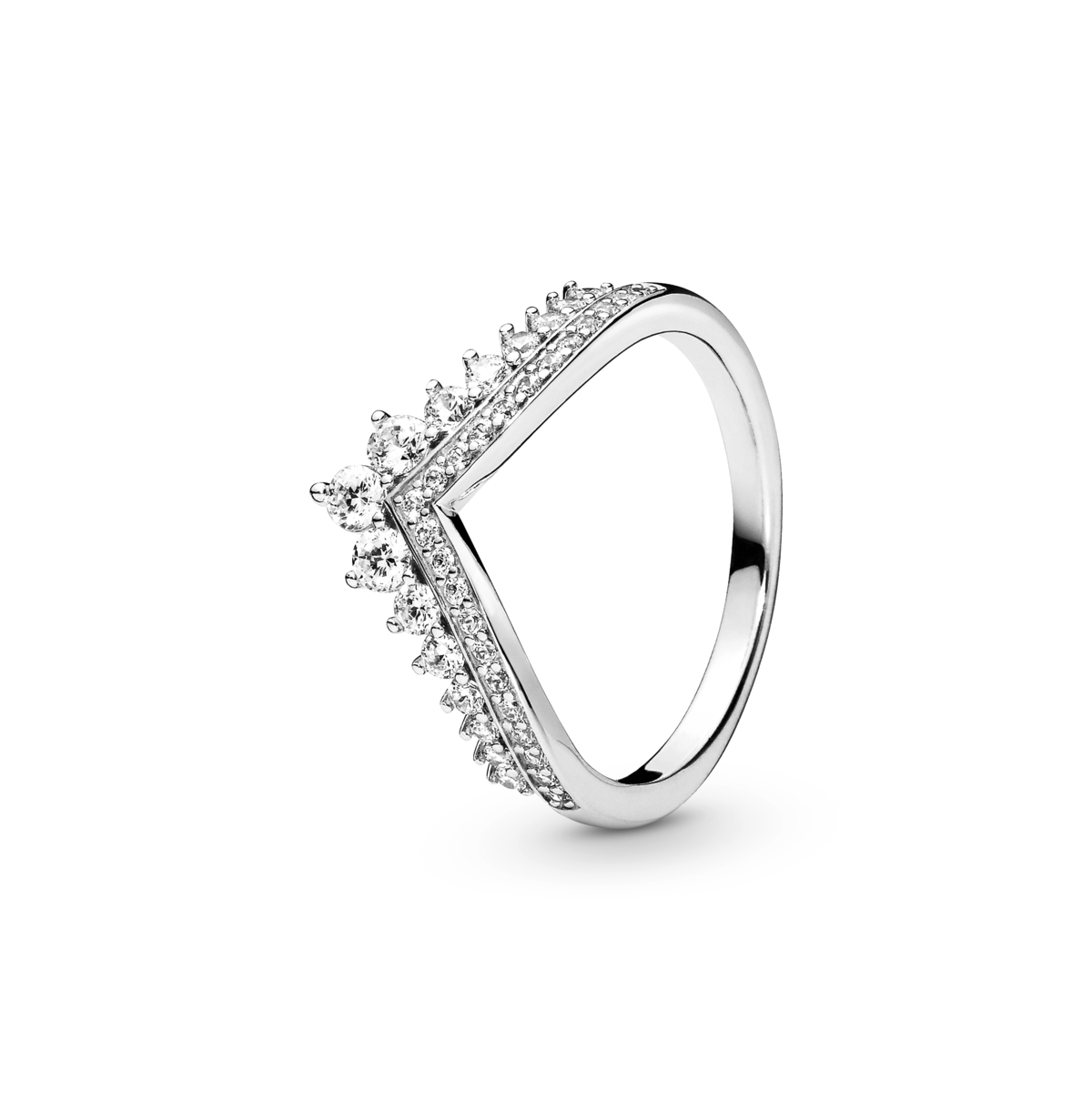 Pandora Cubic Zirconia Timeless Princess Wishbone Ring In Silver