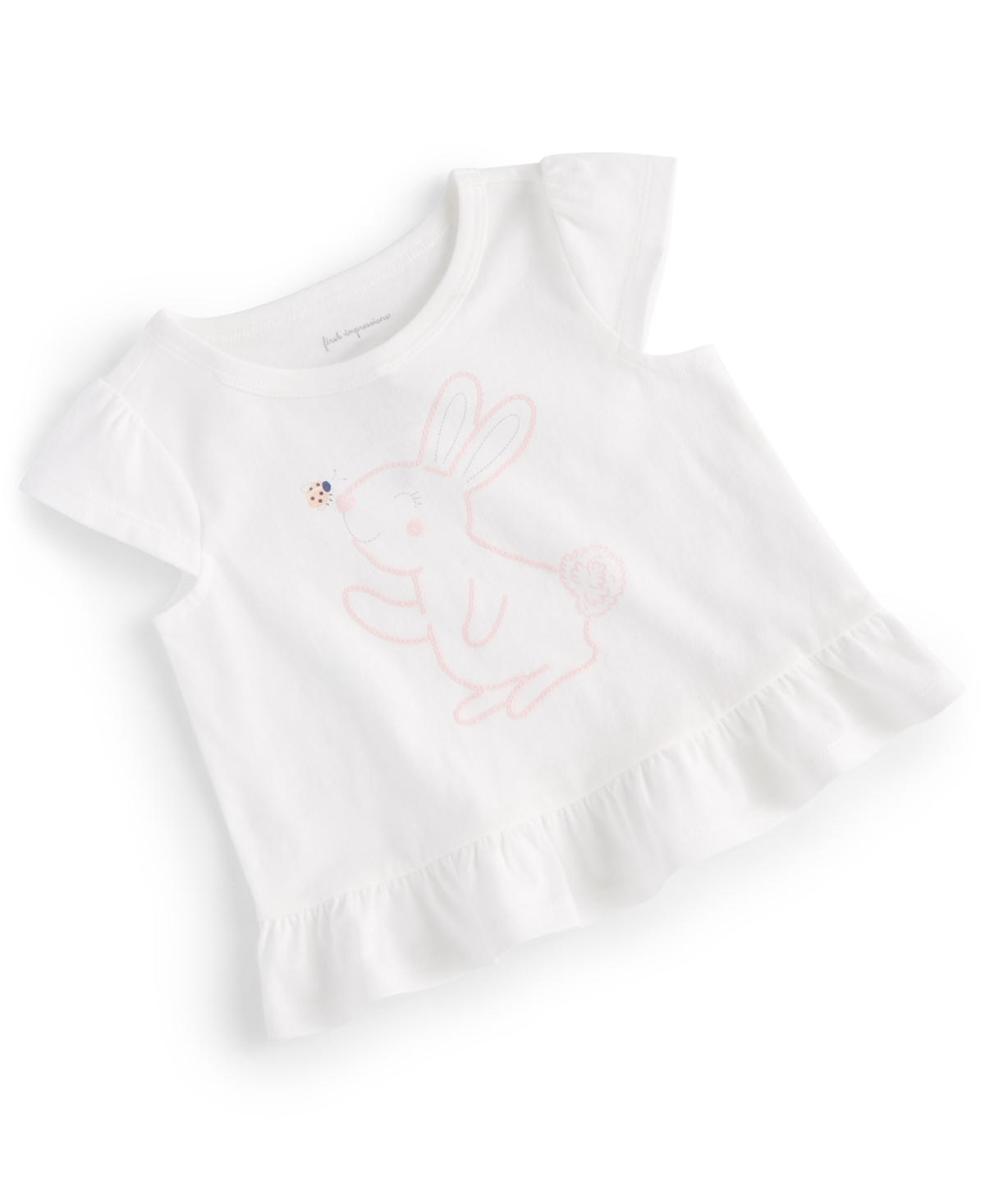 First Impressions Baby Girls Bunny Ruffle T Shirt, Created For Macy's In Angel White