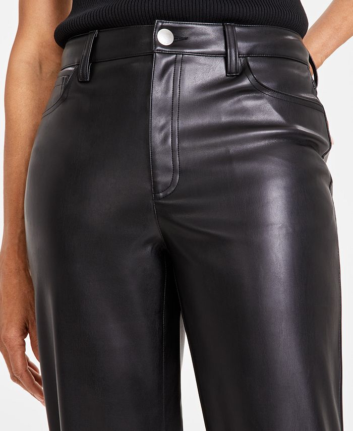 I.N.C. International Concepts Women's Faux-Leather Straight-Leg Pants ...