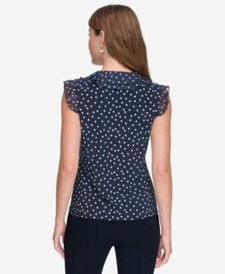 Women's Printed Ruffled Sleeveless Top