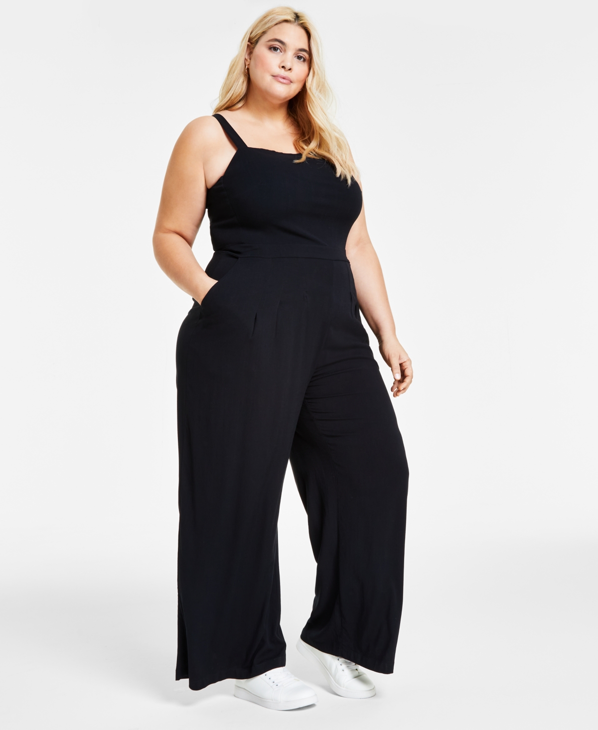 Bar Iii Plus Size Sleeveless Jumpsuit, Created for Macy's