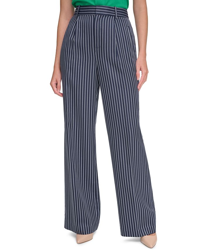 Tommy Hilfiger Women's Striped High-Rise Wide-Leg Pants - Macy's