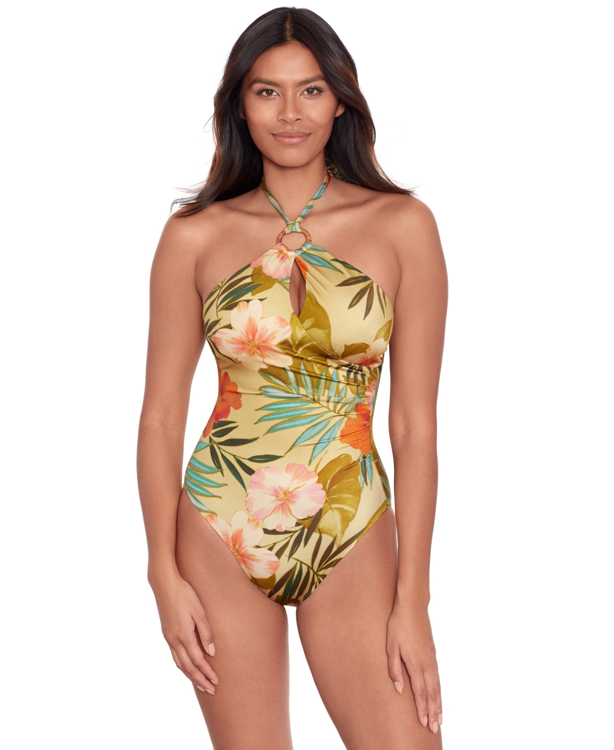 Lauren Ralph Lauren Women's Printed Halter-neck Swimsuit In Island Tropical