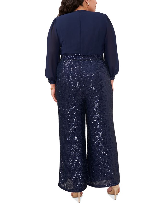 MSK Plus Size Sequined SplitSleeve Jumpsuit Macy's