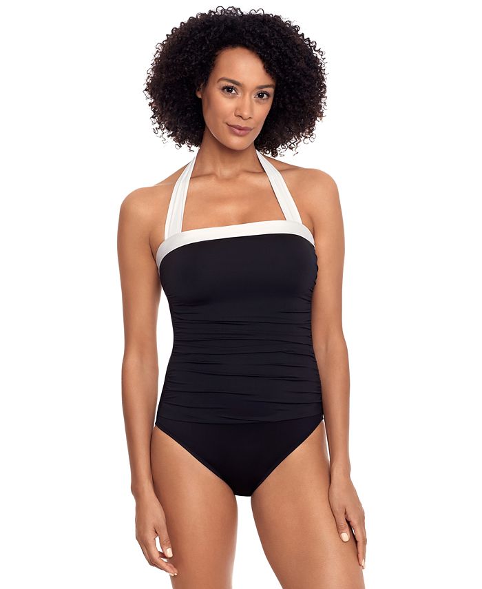 Adidas Girl's Color Block Swimsuit - Black / Pink