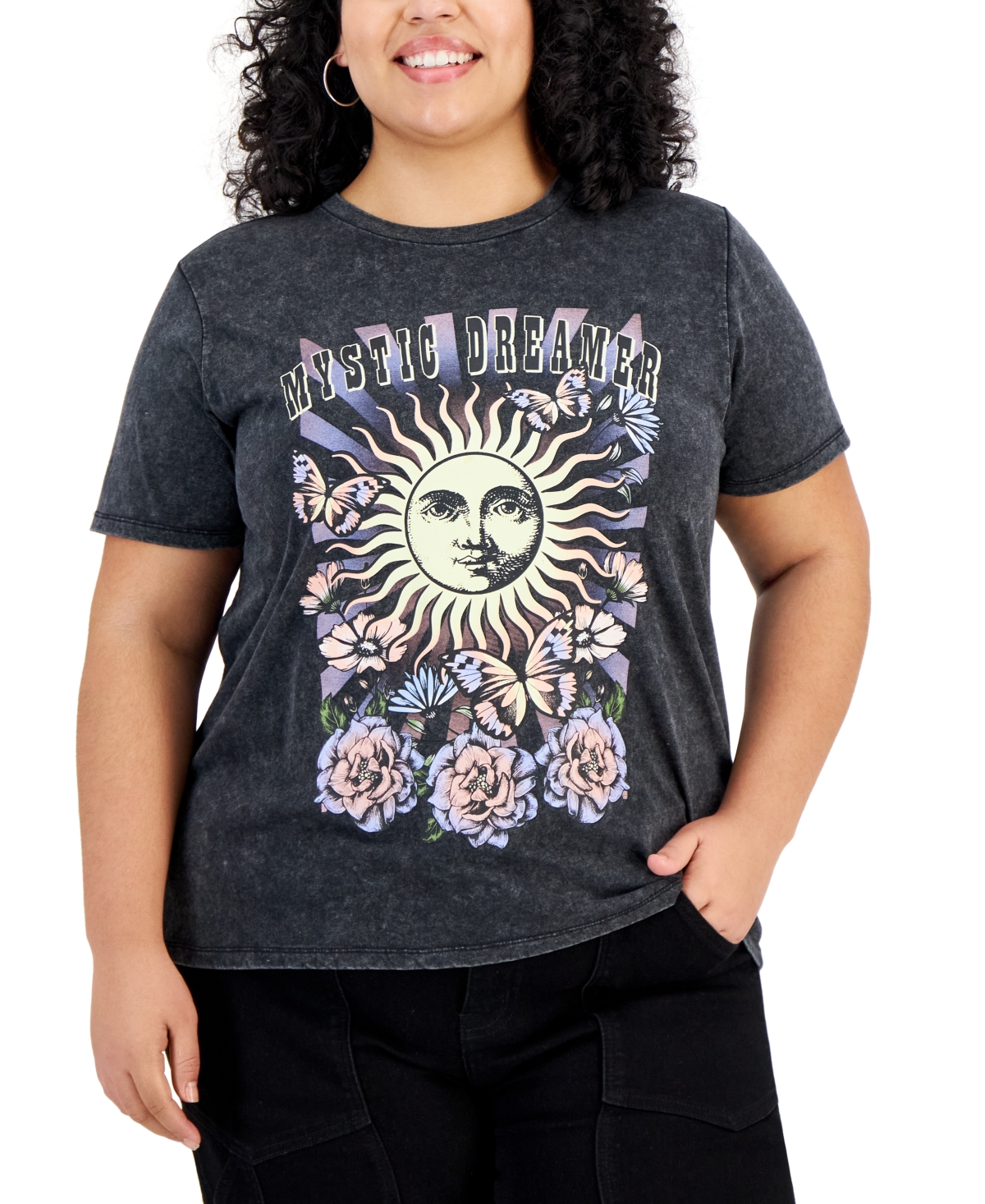 Rebellious One Trendy Plus Size Sun Dreamer T-shirt In Black