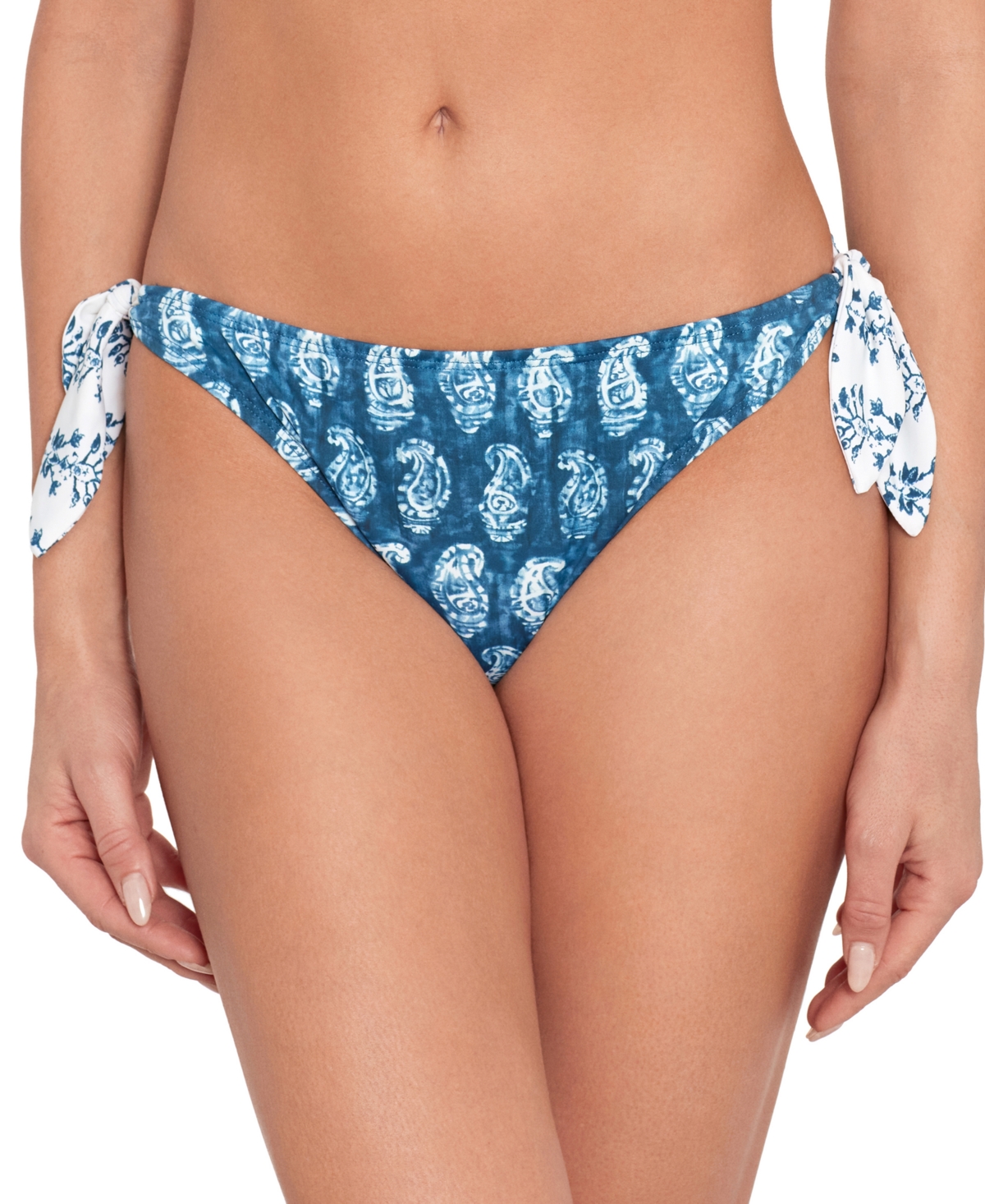 Lauren Ralph Lauren Women's Side-tie Hipster Bikini Bottoms In Indigo Print Mix