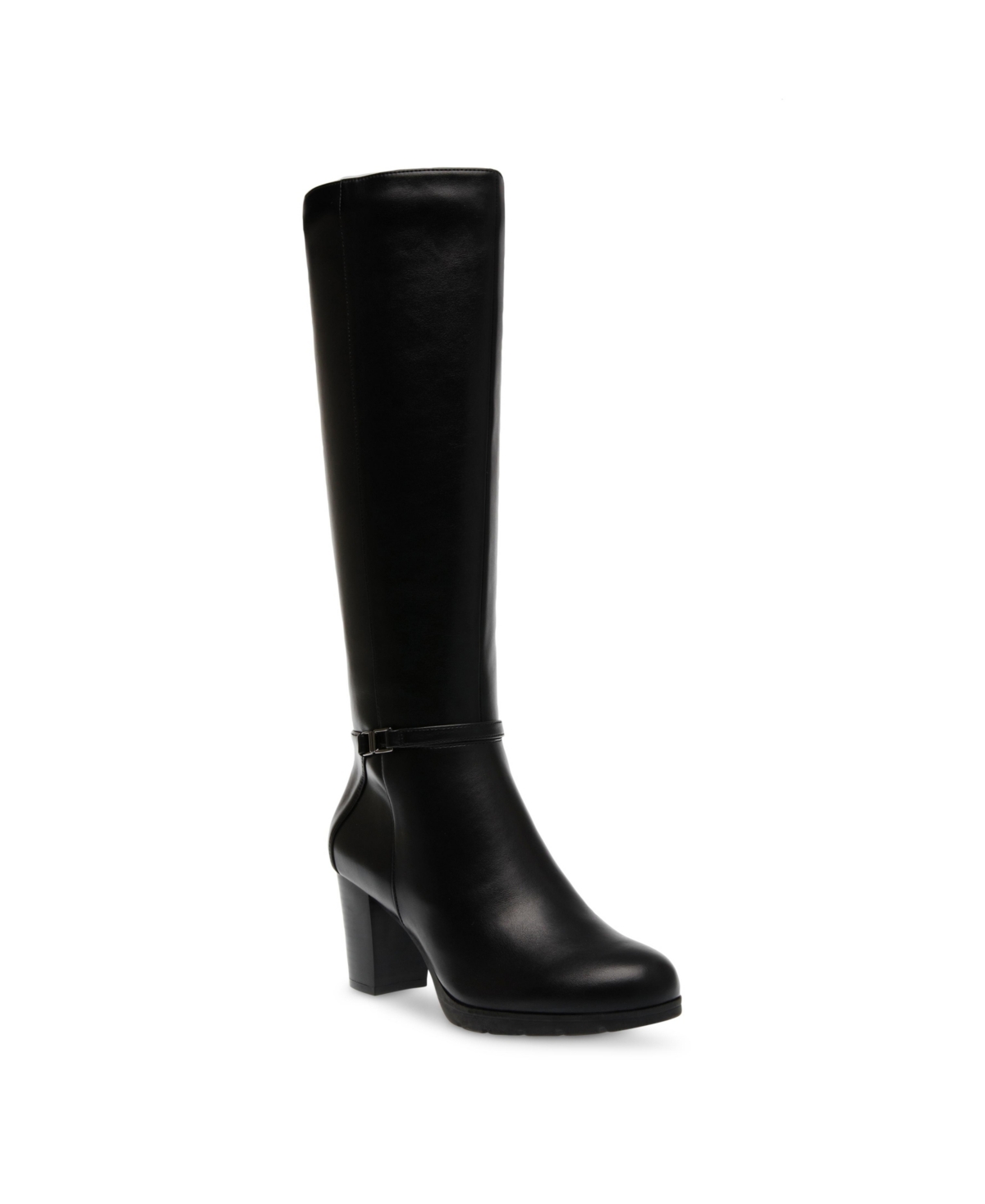 Women's Reachup Round Toe Knee High Wide Calf Boots - Black Smooth