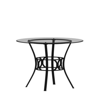 42" Round Glass Dining Table With Metal Frame