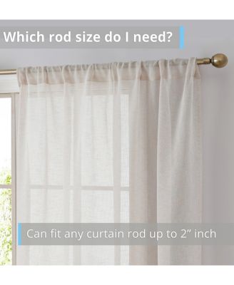 Penelope Faux Linen Textured Semi Sheer Privacy Sun Light Filtering Transparent Window Rod Pocket Thick Curtain Panels, Set of 2