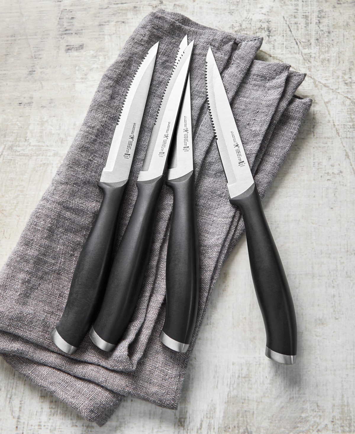Shop J.a. Henckels Silvercap 4-piece Steak Knife Set In Black