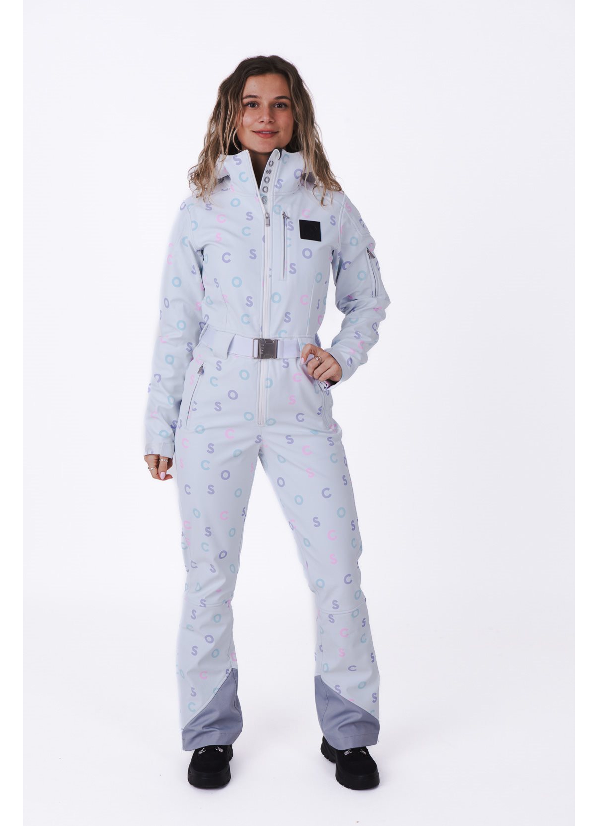 Women's White Oosc Print Chic Ski Suit - White