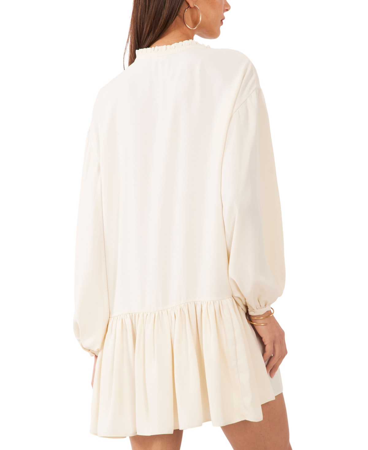 Shop 1.state Women's Split-neck Pintuck-front Trapeze Dress In New Ivory