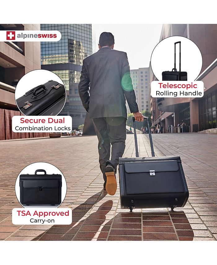Alpine Swiss 19" Wheeled Briefcase Rolling Case Sales Sample Pilot