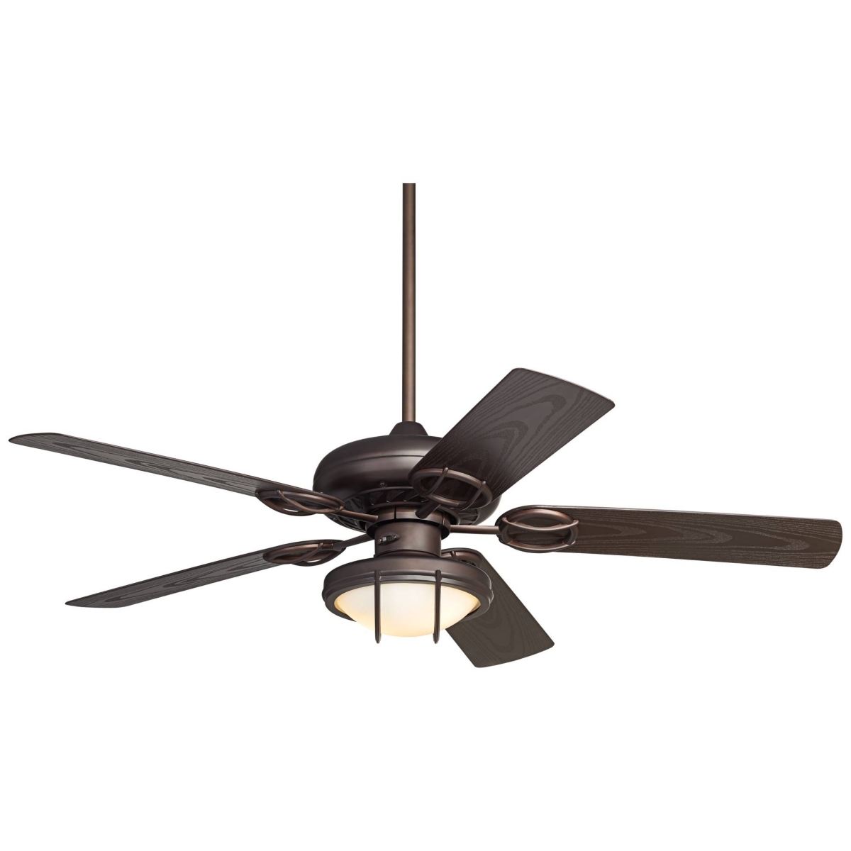 Orb Modern Industrial Indoor Outdoor Ceiling Fan with Led Light Oil Rubbed BronzeFrosted Glass Bowl Cage Wet Rated for Patio Exterior House