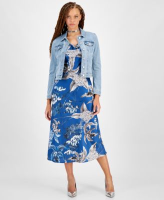 GUESS Women's Denim Trucker Jacket Akilina Sleeveless Dress Macy's