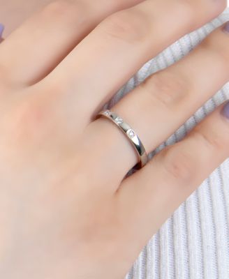 Pav&eacute; Cubic Zirconia Triple Stone Ring in Sterling Silver