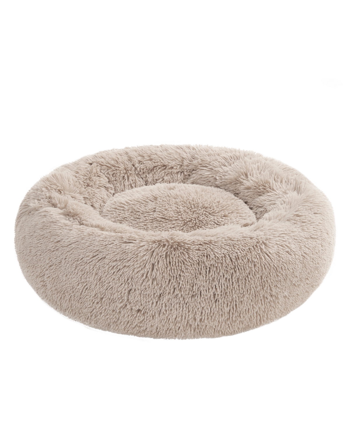 Devon Faux Fur Small Round Pet Bed for Dogs and Cats - Gray