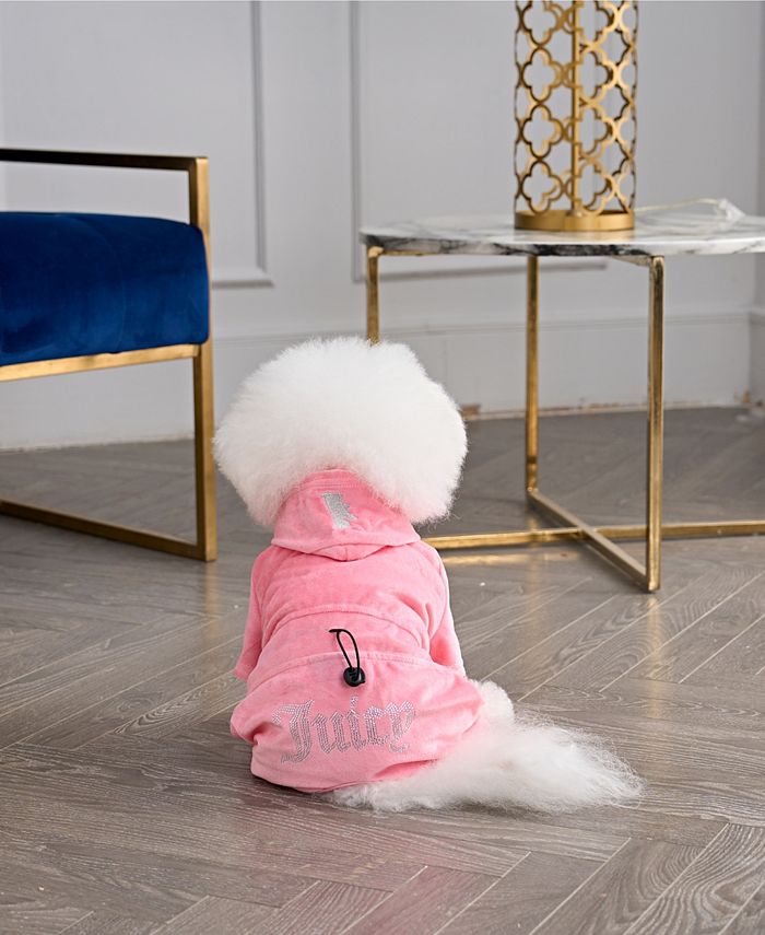 Juicy Couture Hooded Pet Juicy Bling Velour Tracksuit for Small Dogs