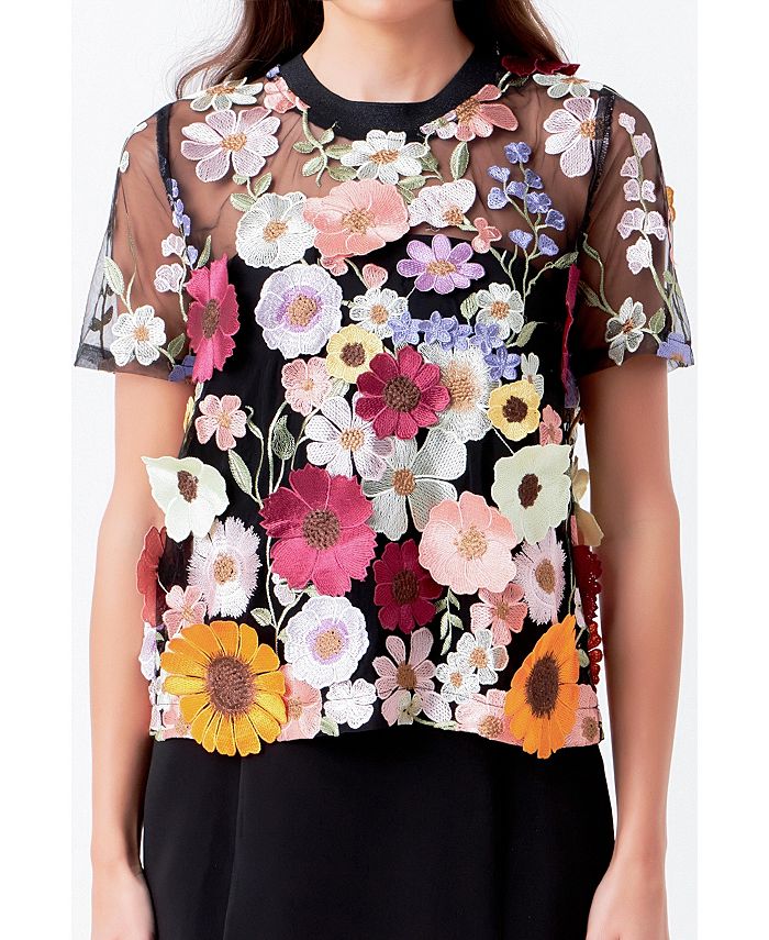 endless rose Women's Floral Embroidered Top Macy's