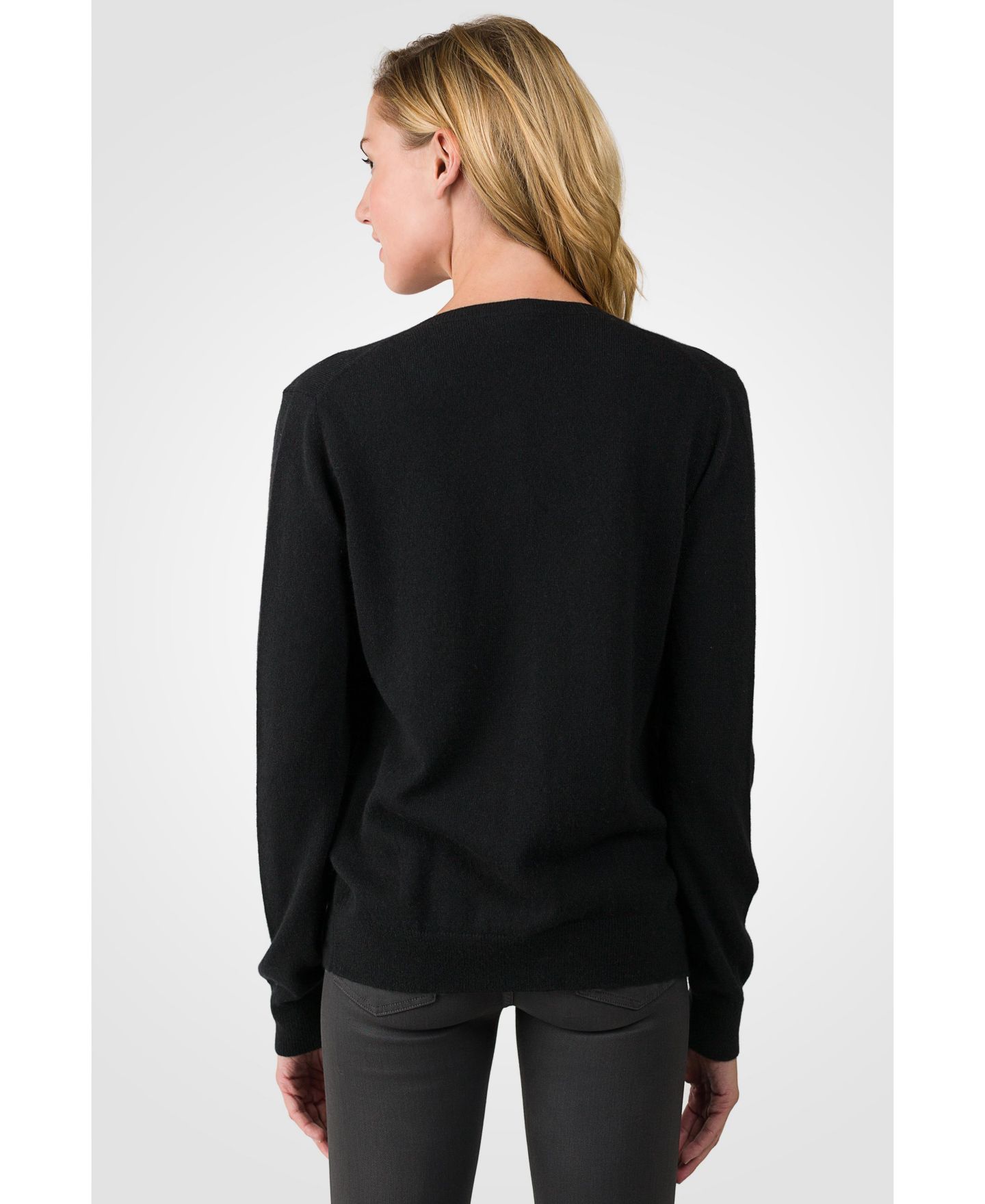 Женский кардиган JENNIE LIU 100% Cashmere Button Front Long Sleeve Crewneck Cardigan — фото 2
