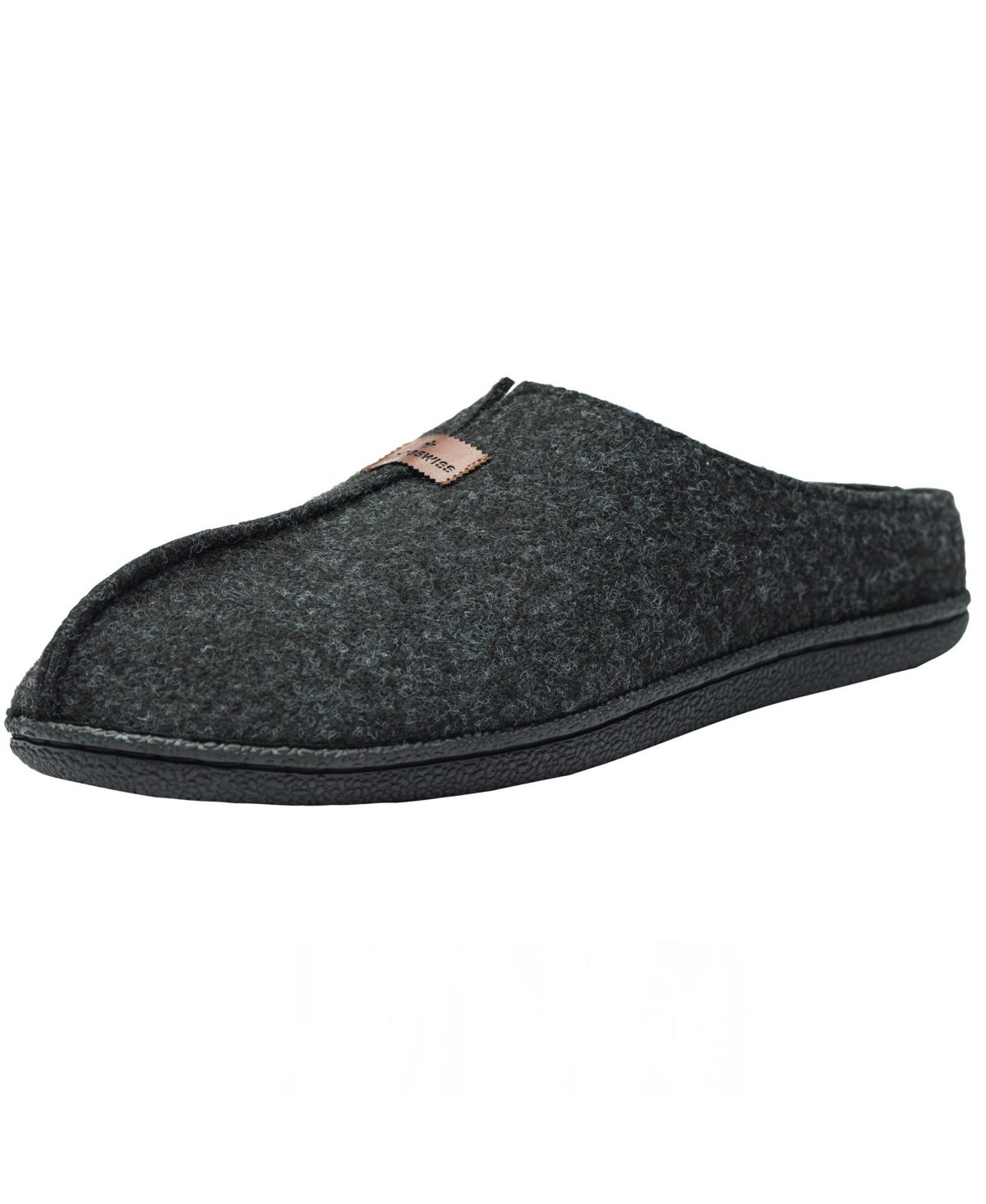 Mens Felt Faux Wool Clog Slippers Comfortable Cushion House Shoes - Charcoal