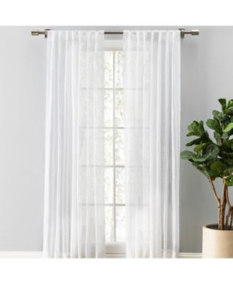 Grace Sheer Linen Rod Pocket/ Back Tabs Panel Curtains