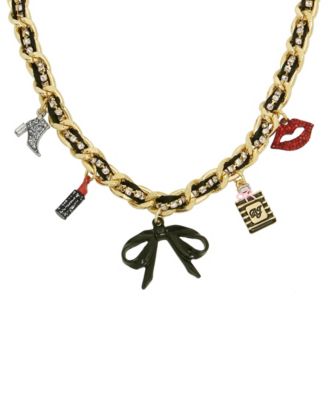 Betsey Johnson Faux Stone Going All Out Charm Necklace - Macy's