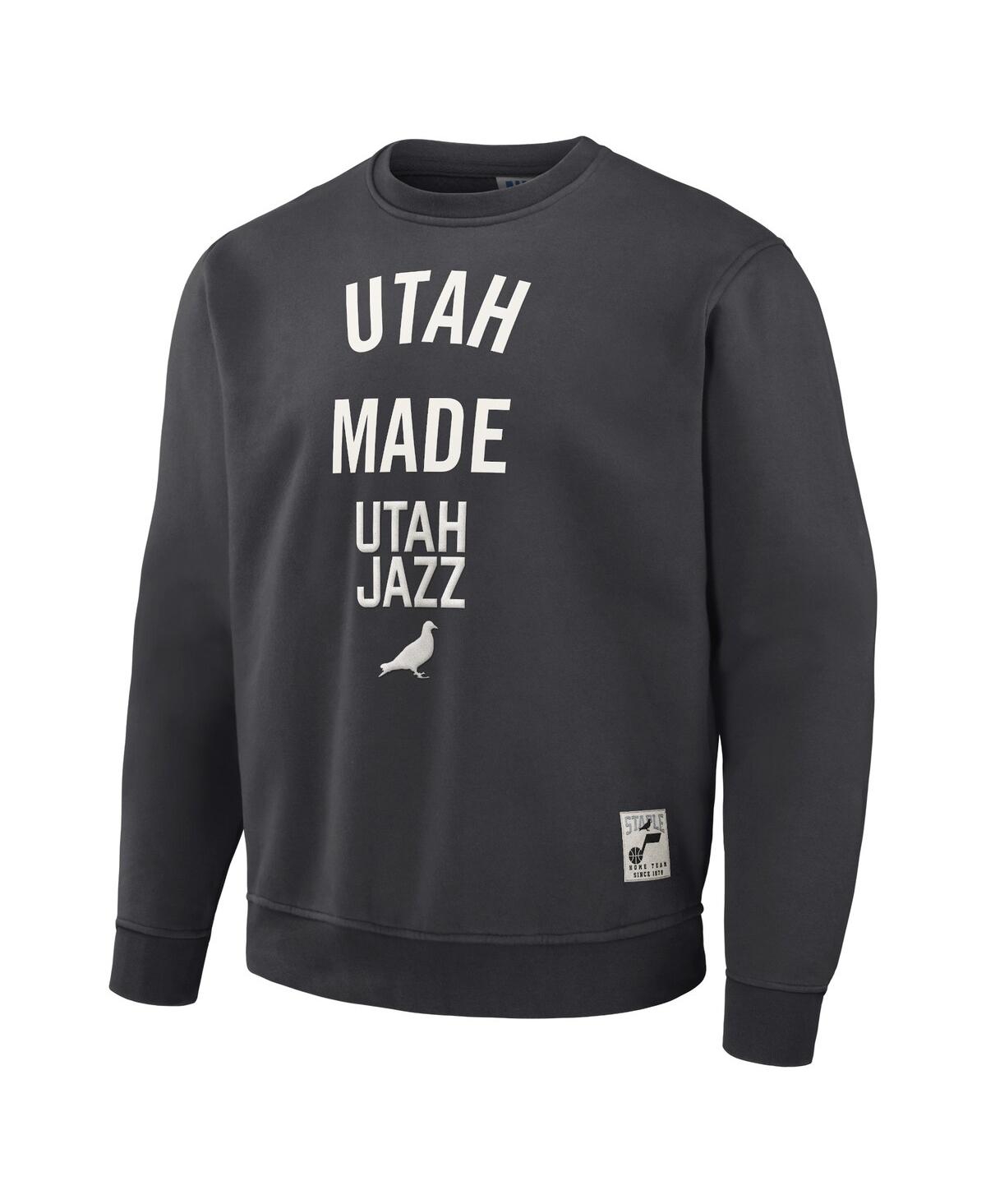 Shop Staple Men's Nba X  Anthracite Utah Jazz Plush Pullover Sweatshirt