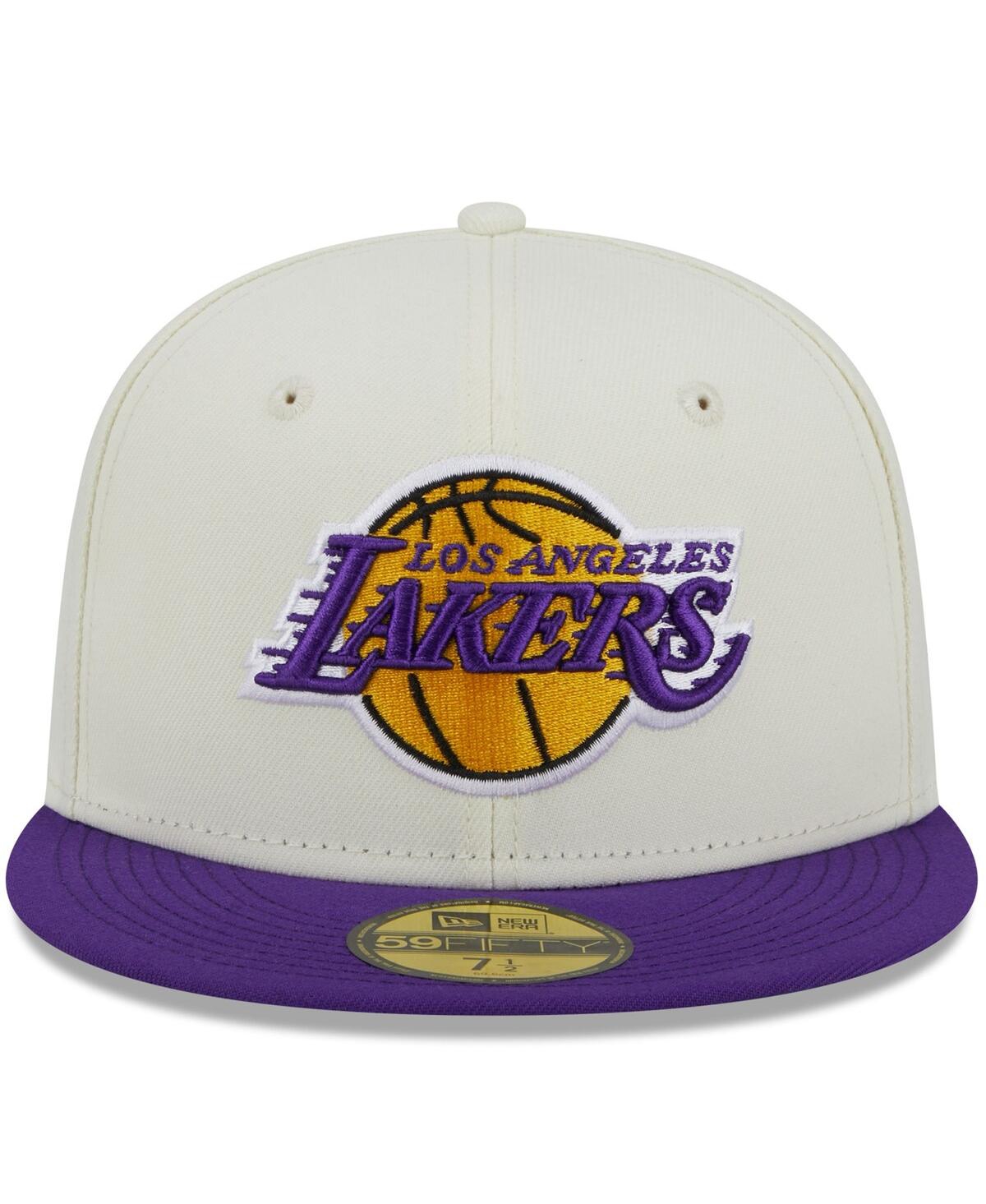 Shop Staple Men's New Era X  Cream, Purple Los Angeles Lakers Nba X  Two-tone 59fifty Fitted Hat In Cream,purple