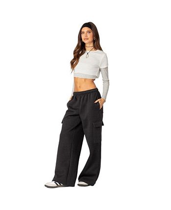 Edikted Women's Wide leg cargo sweatpants - Macy's