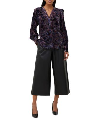 French Connection - Women's Velvet Burnout Button-Front Top