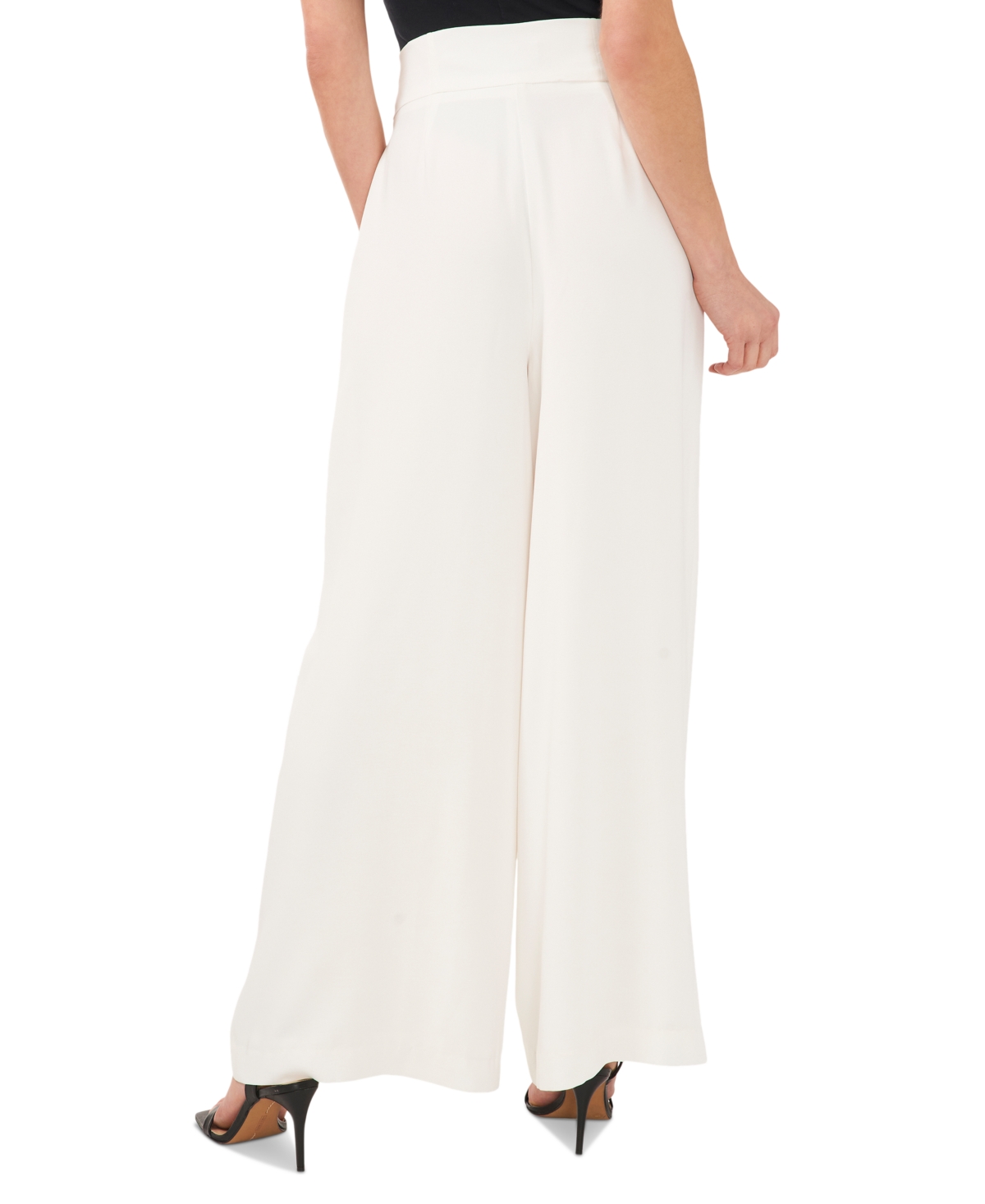 Shop Cece Women's Belted High Rise Wide Leg Pants In New Ivory