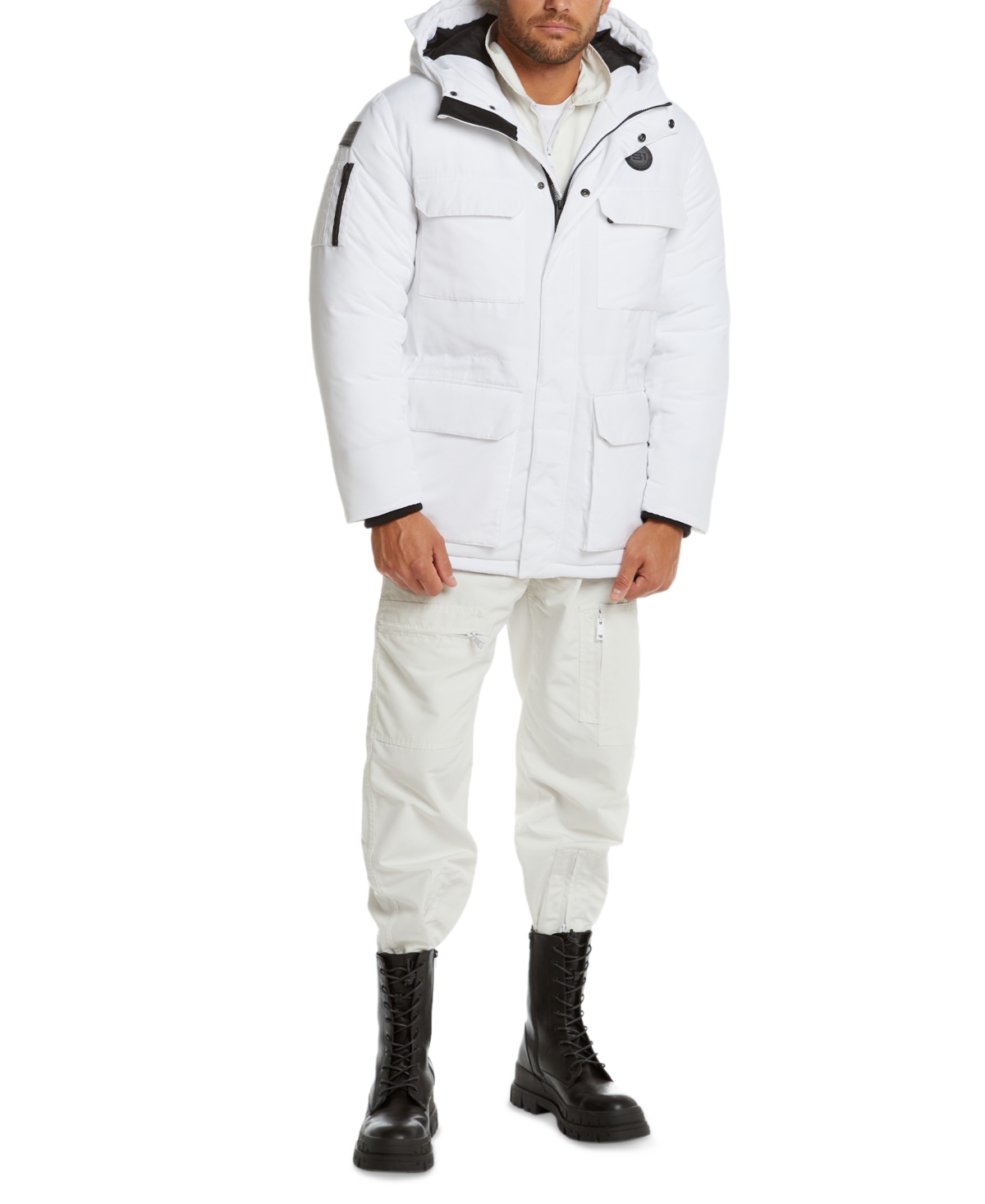 Space One Men's Nasa Inspired Parka Jacket with Printed Astronaut Interior
