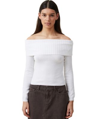 Off the shoulder cotton sweater hotsell