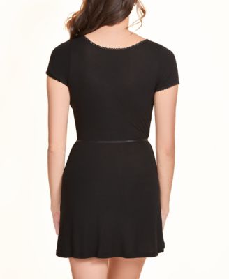 Women's Ribbed Knit Cap Sleeve Babydoll and Panty 2 Pc Lingerie