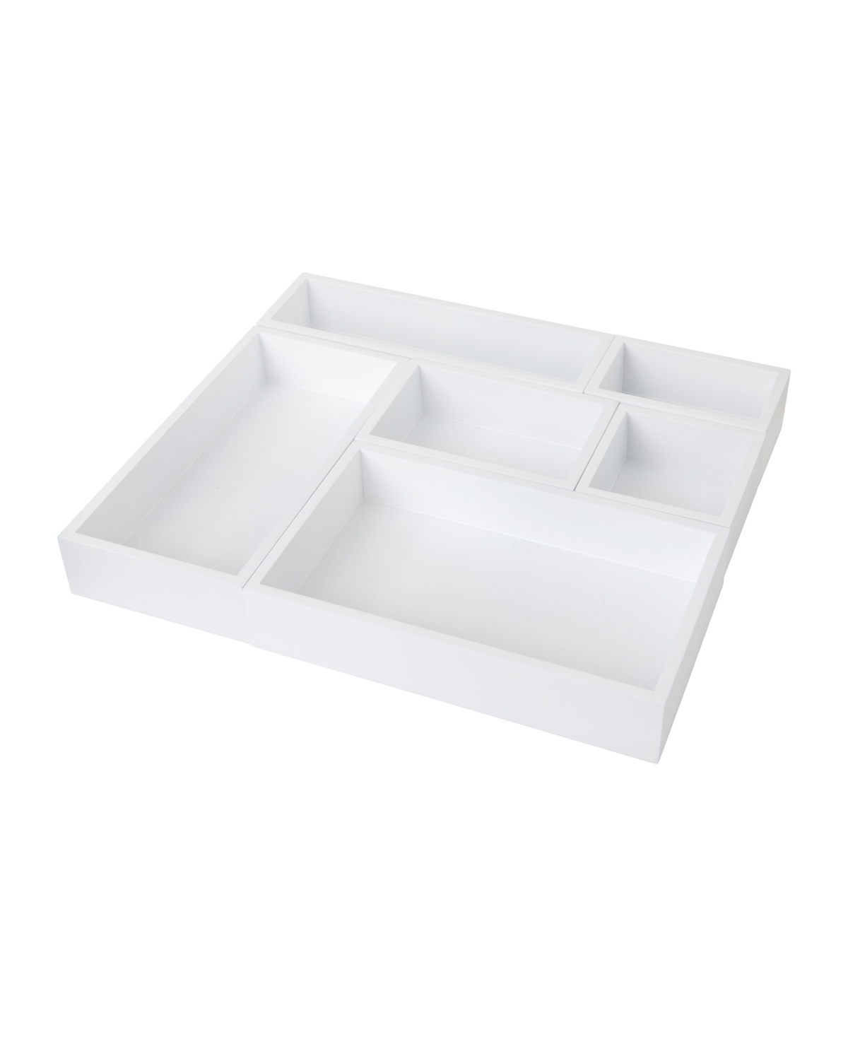 Enzo 6 Compartments Wooden Desk Drawer Organizer - White