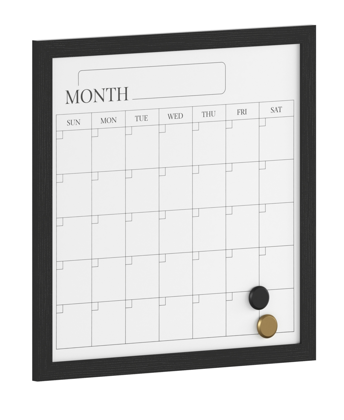 Martha Stewart Everette 18" X 18" Magnetic Monthly Calendar Dry Erase Board With Frame In Black Woodgrain