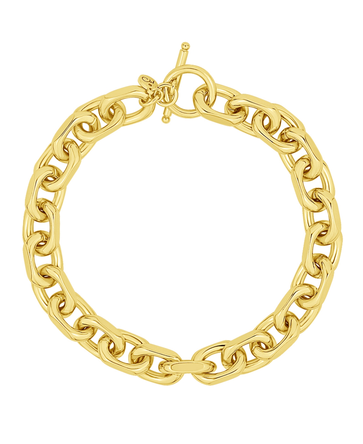 Silver-Plated or 18K Gold-Plated Oval Chain Toggle Bracelet - Gold