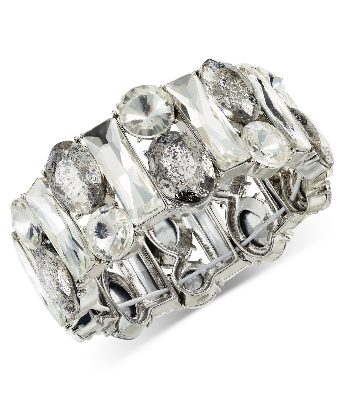 Mixed Stone Stretch Bracelet, Created for Macy's - Silver