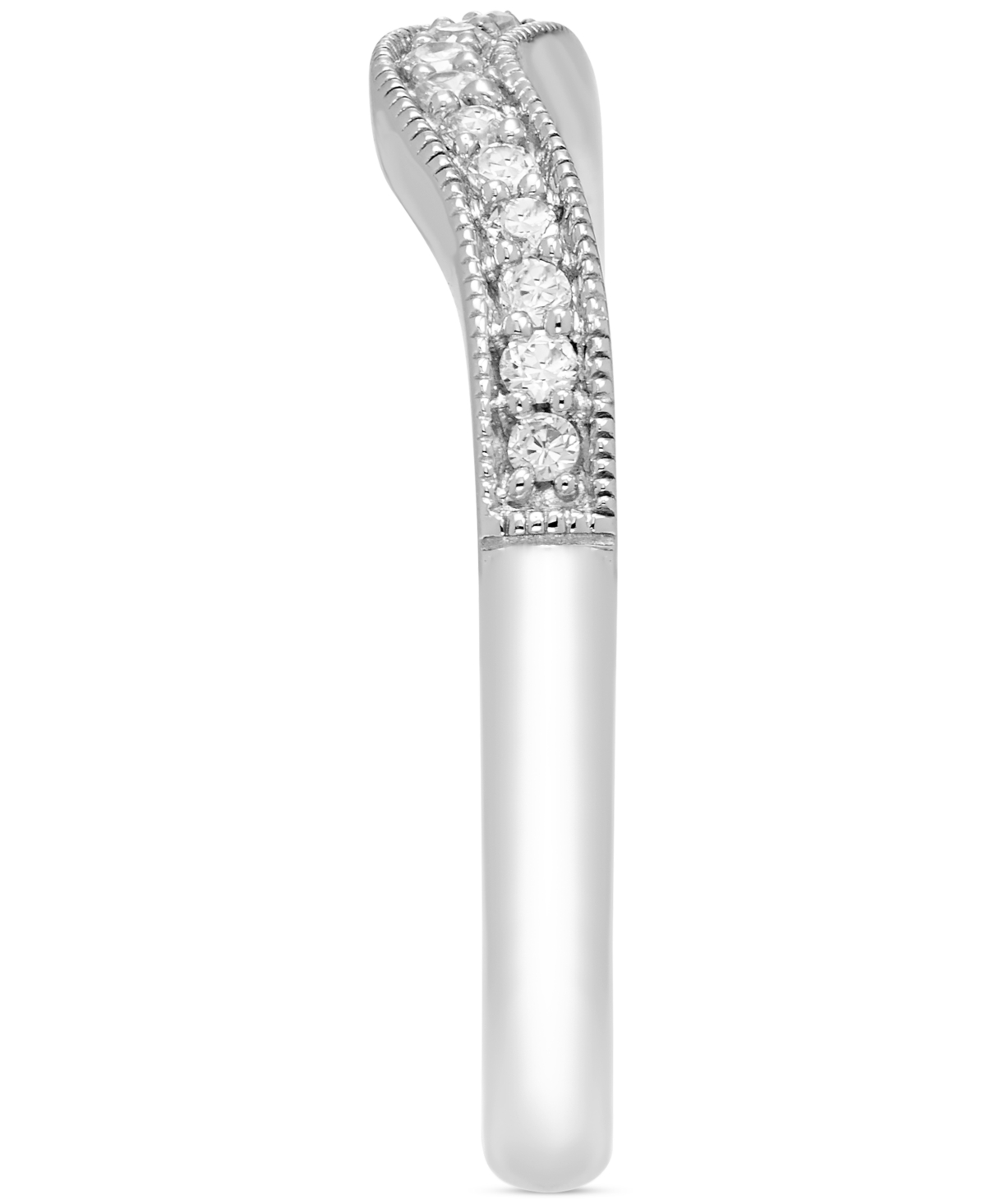 Diamond Bead Edge Contour Band (1/10 ct. t.w.) in 14k- White Gold
