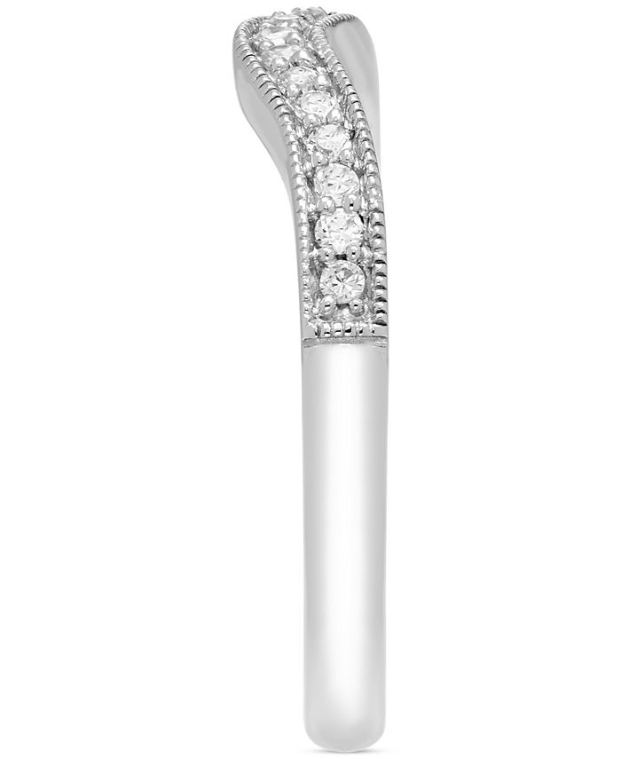 Macy's Diamond Bead Edge Contour Band (1/10 ct. t.w.) in 14k White Gold