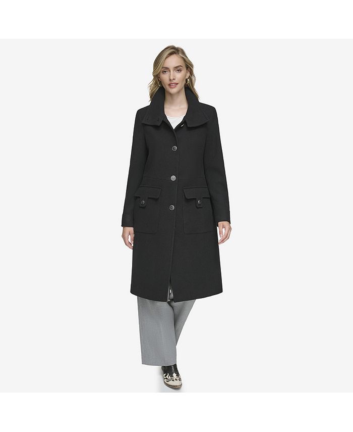 Brooks Brothers Women's Wool Twill Hooded Toggle Coat | Navy | Size 4