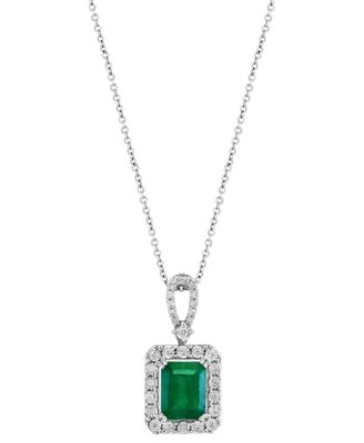 EFFY&reg; Emerald (2-1/5 ct. t.w.) & Diamond (1/4 ct. t.w.) 18" Pendant Necklace in 14k White Gold (Also Available in 14k Yellow Gold)