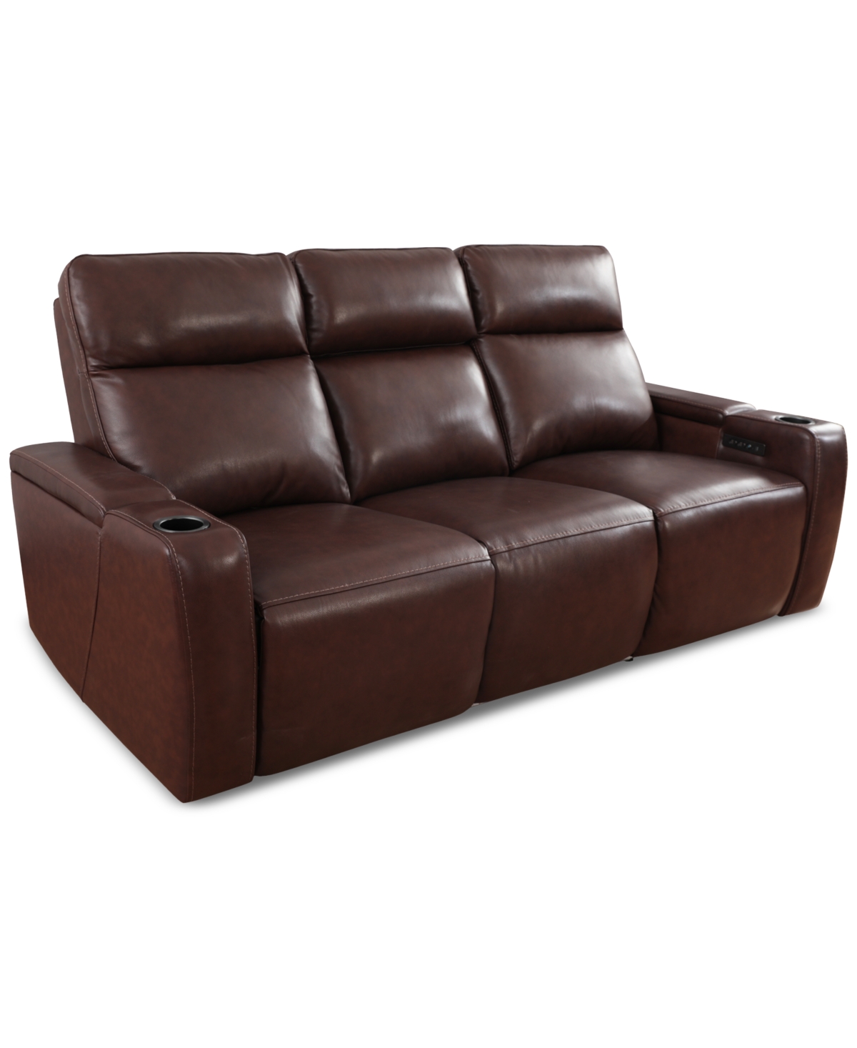 Macy's Greymel 84" Zero Gravity Leather Sofa With Power Headrests, Created For  In Walnut