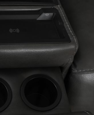 Greymel 74" Zero Gravity Leather Loveseat with Console and Power Headrests, Created for Macy's