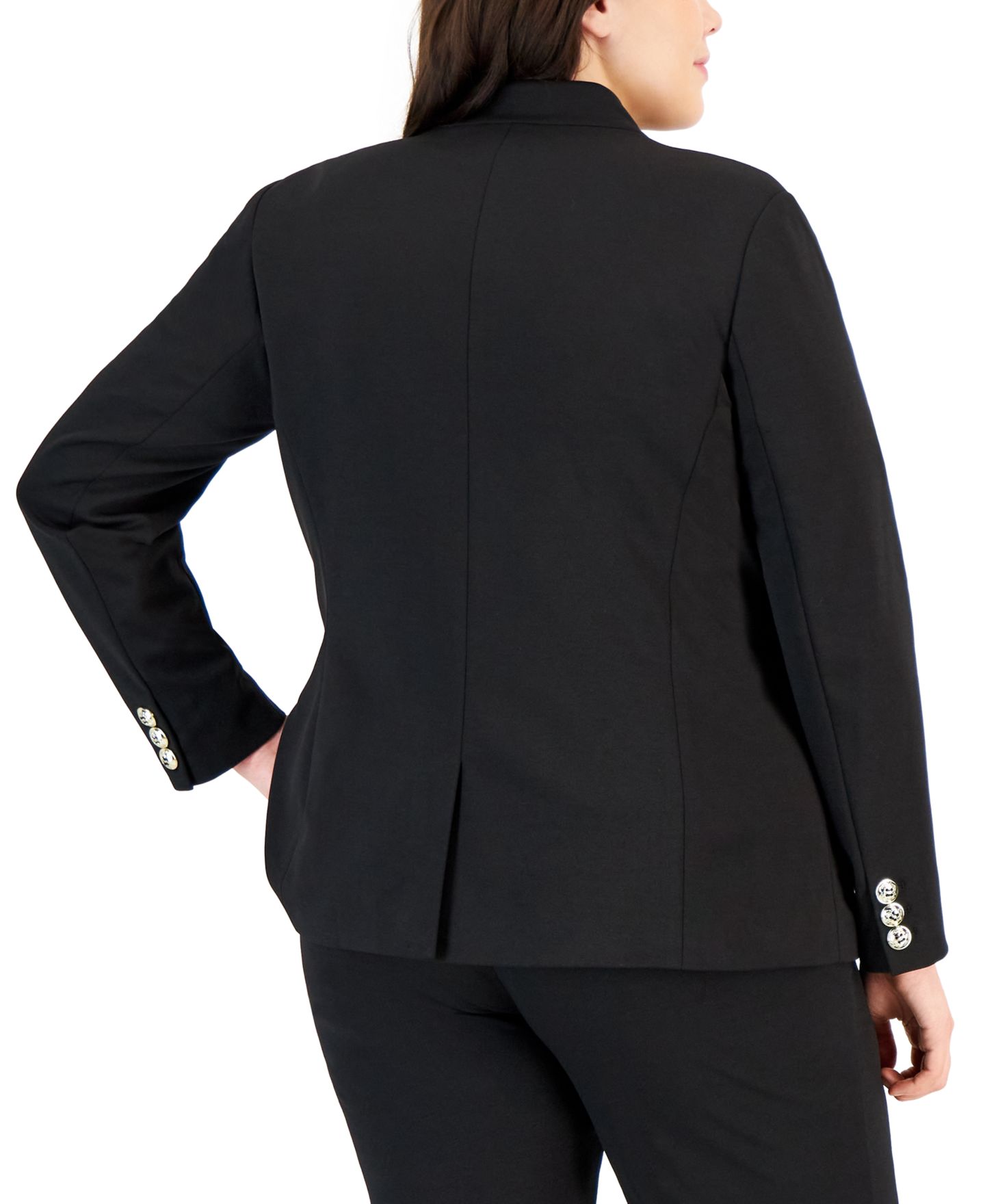 Женский пиджак Tahari ASL Plus Size Ponte Faux-Double-Breasted Blazer, цвет: Чёрный — фото 2