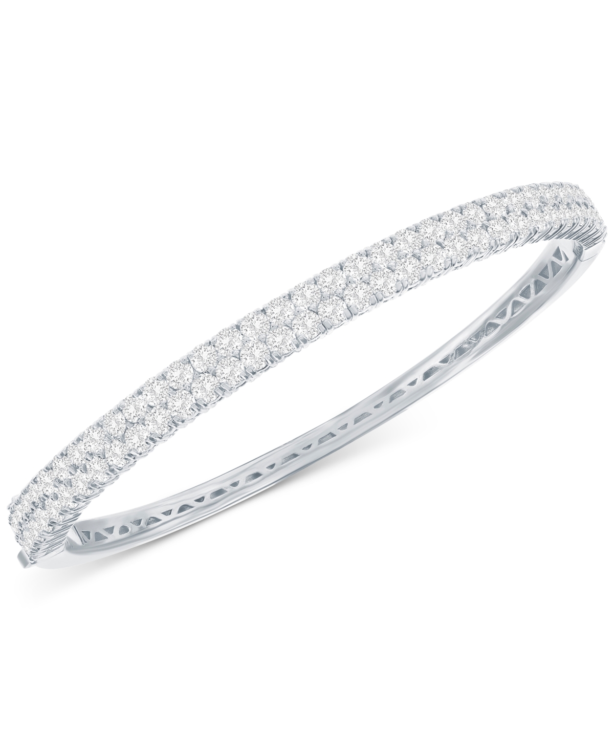 Macy's Diamond Double Row Bangle Bracelet (4-3/4 Ct. T.w.) In 14k Gold In K White Gold