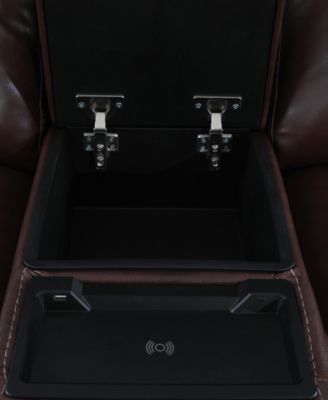 Greymel 74" Zero Gravity Leather Loveseat with Console and Power Headrests